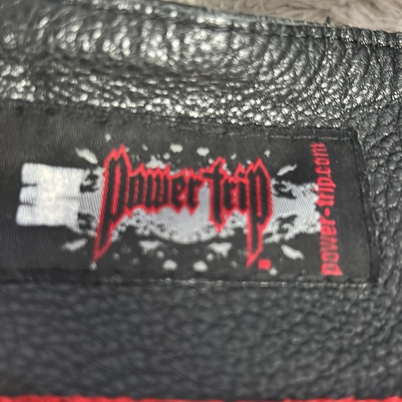 Power Trip Black Leather Motorcycle Chaps Size M - Picture 8 of 9